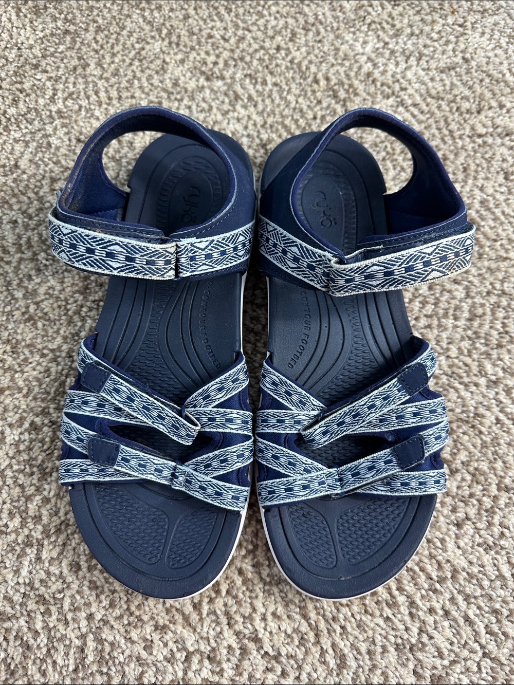 Ryka Navy Blue Patterned Strap Women's Sport Sandals